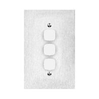 Architectural metal - Grid & stainless steel plate 3 gang white