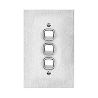 Architectural metal - Vertical rocker switch Single Pole Double Throw - 3 gang 2 way 10A 240V a.c. white stainless steel plate