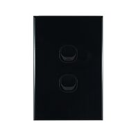 2 Gang Wall Switch Vertical Black GEO