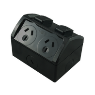 Weatherproof GPO Double 10A – Integrated Connection Black