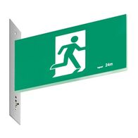 E3 LED Exit Sign Diffuser - Stainless steel wall plate on the left - Double Sided - Running man straight