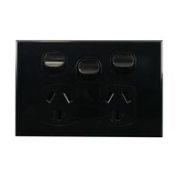 Double Power Point with Extra Switch – BLACK