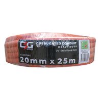20mm Corrugated Conduit Heavy Duty 25M Roll Orange