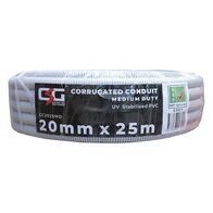 20mm Corrugated Conduit Medium Duty 25M Roll Grey