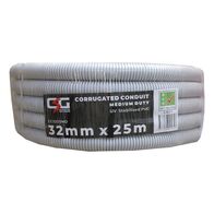 32mm Corrugated Conduit Medium Duty 25M Roll Grey