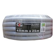40mm Corrugated Conduit Medium Duty 25M Roll Grey