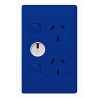 Excel Life - Medical - Common plate - Vertical double powerpoint - RCD protected engraved - antimicrobial & chemical resistant 2 gang 10A 240V a.c. with LED power available blue