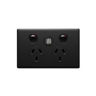 Excel Life 10A Double Powerpoint with Integrated USB Dual Type A Chargers Matt Black