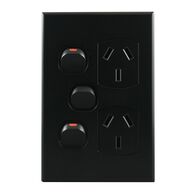 Double Power Point with Extra Switch – VERTICAL MATTE BLACK