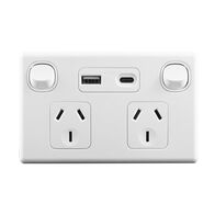Double Power Point with Dual Type A+C USB Charger