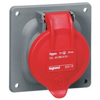 HYPRA - IEC industrial panel mount socket IP44 3P 415V a.c. 32A grey