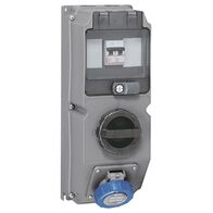 HYPRA - IEC industrial MCB protected outlet IP66/67 2P+E combination switched socket/McB 2P+E 240V a.c. 16A grey