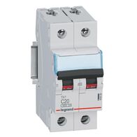 TX³ - MCB 6000 - Thermal magnetic circuit breaker - C curve - prong/fork type supply busbar - 2P - 230/400V a.c. - 20A - 2 module
