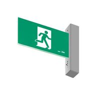 E3 LED Exit Sign - Surface with gear and lithium battery - Stainless steel wall plate on the right - Single Sided - Running man straight - Galaxy