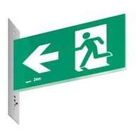 E3 LED Exit Sign Diffuser - Stainless steel wall plate on the left - Single Sided - Running man left