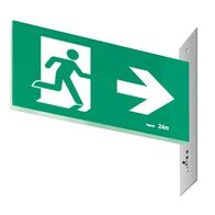 E3 LED Exit Sign Diffuser - Stainless steel wall plate on the right - Single Sided - Running man right