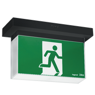 Bolt LED Exit sign slide connect complete with running man decals - black finish with lithium battery - Galaxy