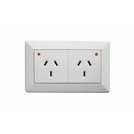 Como - Horizontal double powerpoint 2 gang 10A 240V a.c. autoswitch with LED white