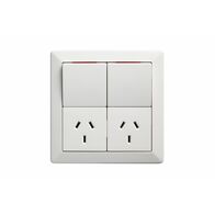 Como - Vertical double powerpoint 2 gang 10A 240V a.c. square plate white