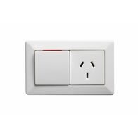 Como - Horizontal single powerpoint 1 gang 15A 240V a.c. white