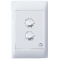 Excel Life - Medical - Common plate - Vertical rocker switch - Single Pole Double Throw - antimicrobial & chemical resistant 2 gang 16AX 240V a.c. white