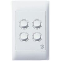 Excel Life - Medical - Common plate - Vertical rocker switch - Single Pole Double Throw - antimicrobial & chemical resistant 4 gang 16AX 240V a.c. white