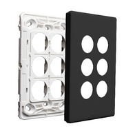 Excel Life EM Series Grid & Plate 6 Gang Black