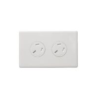 Excel Life 10A Autoswitch + Safety Shutters Horizontal Double Powerpoint Gloss White