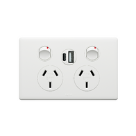 Excel Life 10A Double Powerpoint with Integrated USB Type A+C Chargers Matt White