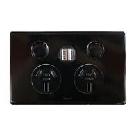 Excel Life 10A Double Powerpoint with Integrated USB Dual Type A Chargers Black