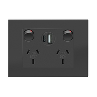 HPM VIVO 10A Double Powerpoint with Integrated Type A+C 2.4A USB Chargers Dark Grey