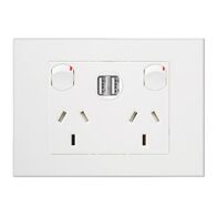 HPM VIVO 10A Double Power Point with Integrated USB 2.4A Chargers White