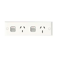 HPM Standard 10A &15A Double Power Point Narrow Plate White