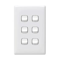 Linea - Vertical rocker switch - Single Pole Double Throw - 6 gang 2 way 240V a.c. white