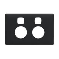 Linea Double powerpoint coverplate 2 gang with extra safety midnight dash