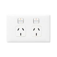 Linea - Horizontal double powerpoint 2 gang 10A 240V a.c. white