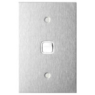 Architectural metal - Vertical rocker switch Single Pole Double Throw - 1 gang 2 way 10A 240V a.c. white stainless steel plate