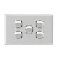 Excel - Horizontal rocker switch - Single Pole Double Throw - 5 gang 2 way 10A 240V a.c. white
