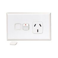 Excel - Horizontal single powerpoint 1 gang 10A 240V a.c. with clear circuit ID white