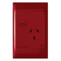 Excel Life - Medical - Common plate - Vertical single powerpoint - RCD protected engraved - antimicrobial & chemical resistant 1 gang 10A 240V a.c. Red