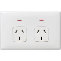 Linea - Horizontal double powerpoint 2 gang 10A 240V a.c. autoswitch white