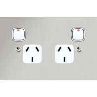 Architectural metal - Horizontal single powerpoint 1 gang 20A 240V a.c. white stainless steel plate