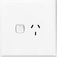 HPM Standard 10A Square Single Power Point White