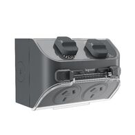 AQUA Life 10A IP54 Weatherproof Surface Mount Double Powerpoint Cement Grey