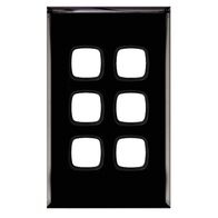 Excel - Grid & plate For 770 series mechanisms - 6 gang blank & narrow 6 gang gloss black
