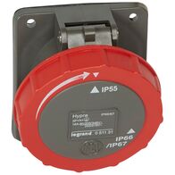 HYPRA - IEC industrial Panel mount angled socket IP66/67 3P+N+E 415V a.c. 16A grey