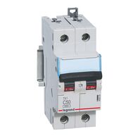 TX³ - MCB 6000 - Thermal magnetic circuit breaker - C curve - prong/fork type supply busbar - 2P - 230/400V a.c. - 50A - 2 module