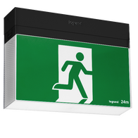 Bolt LED Exit sign snap-fit complete with running man decals - black finish with lithium battery