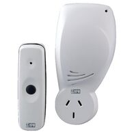 HPM Plug-In Wireless Door Chime with Piggyback Socket 70m Range White