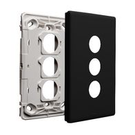 Excel Life EM Series Grid & Plate 3 Gang Black